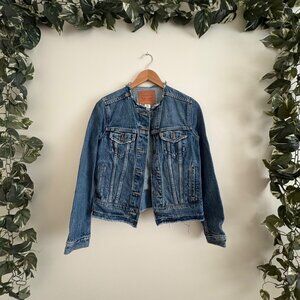Levi’s Strauss & Co Collarless Trucker Button Denim Jacket Blue Women’s Sz S